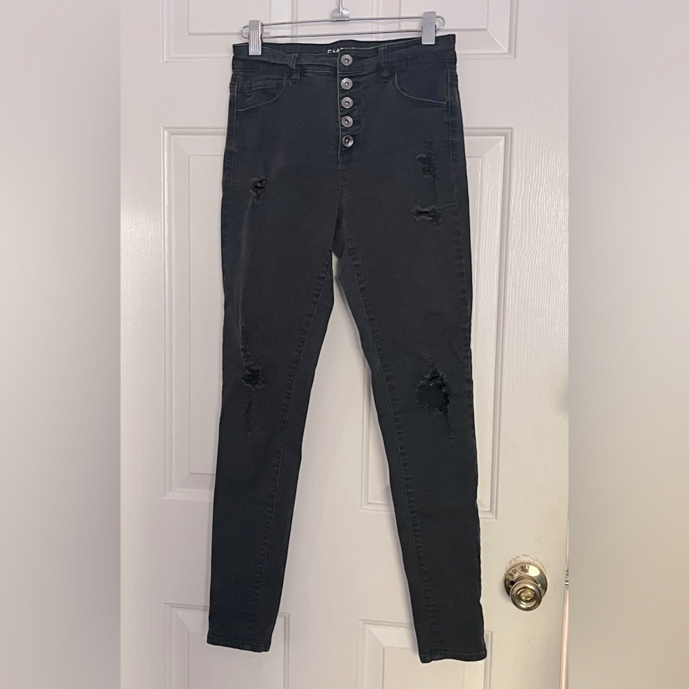 EMPYRE High Rise Black Ripped Jeans Size 5